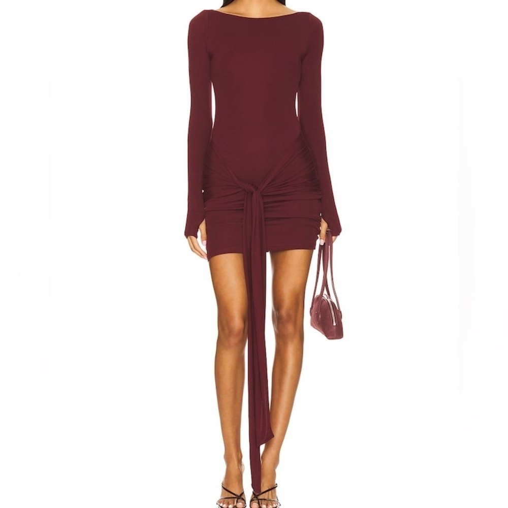 SEVEN WONDER Petra Sleeved Mini Dress in Wine